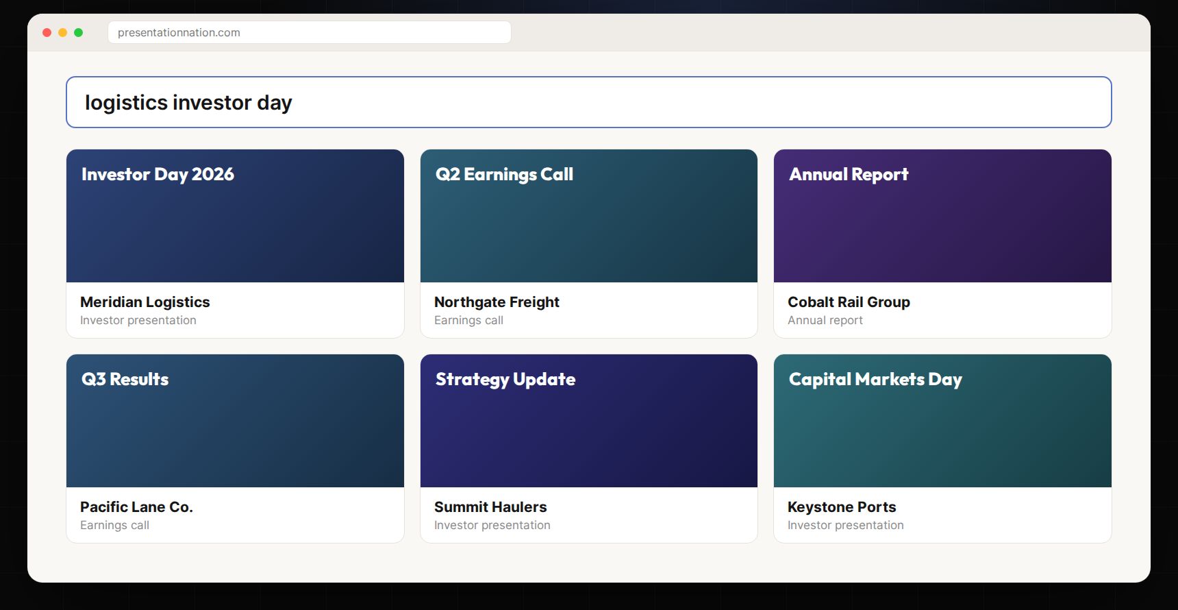 Presentation Nation: Find any company’s presentation (sample data)