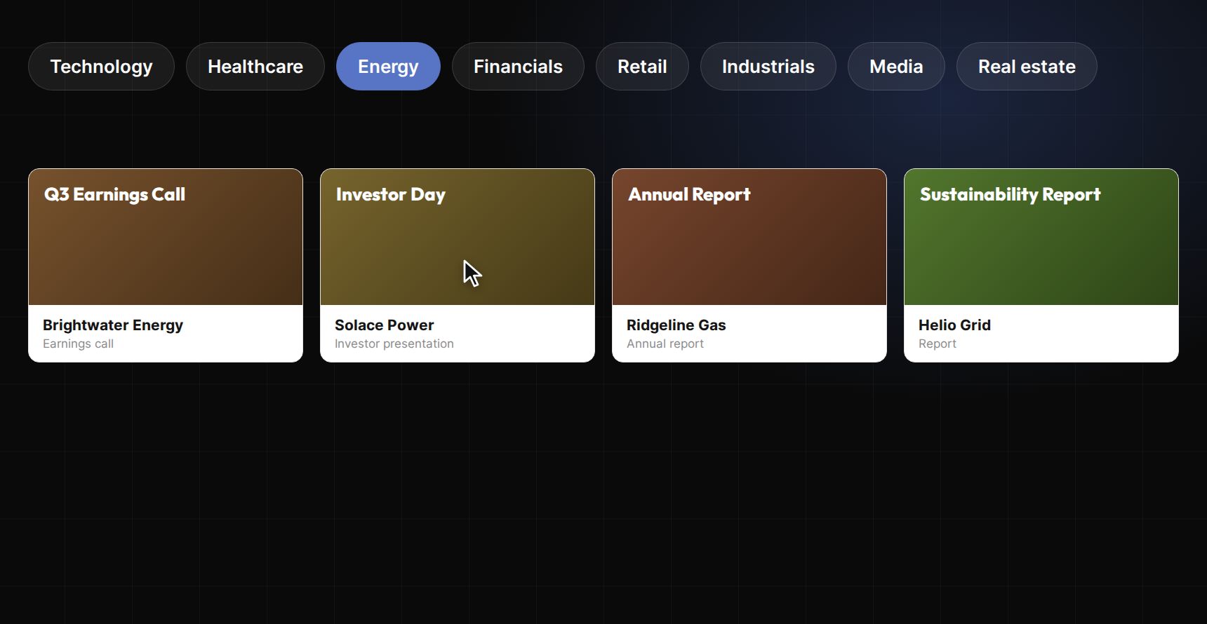 Presentation Nation: By company, industry or document type (sample data)