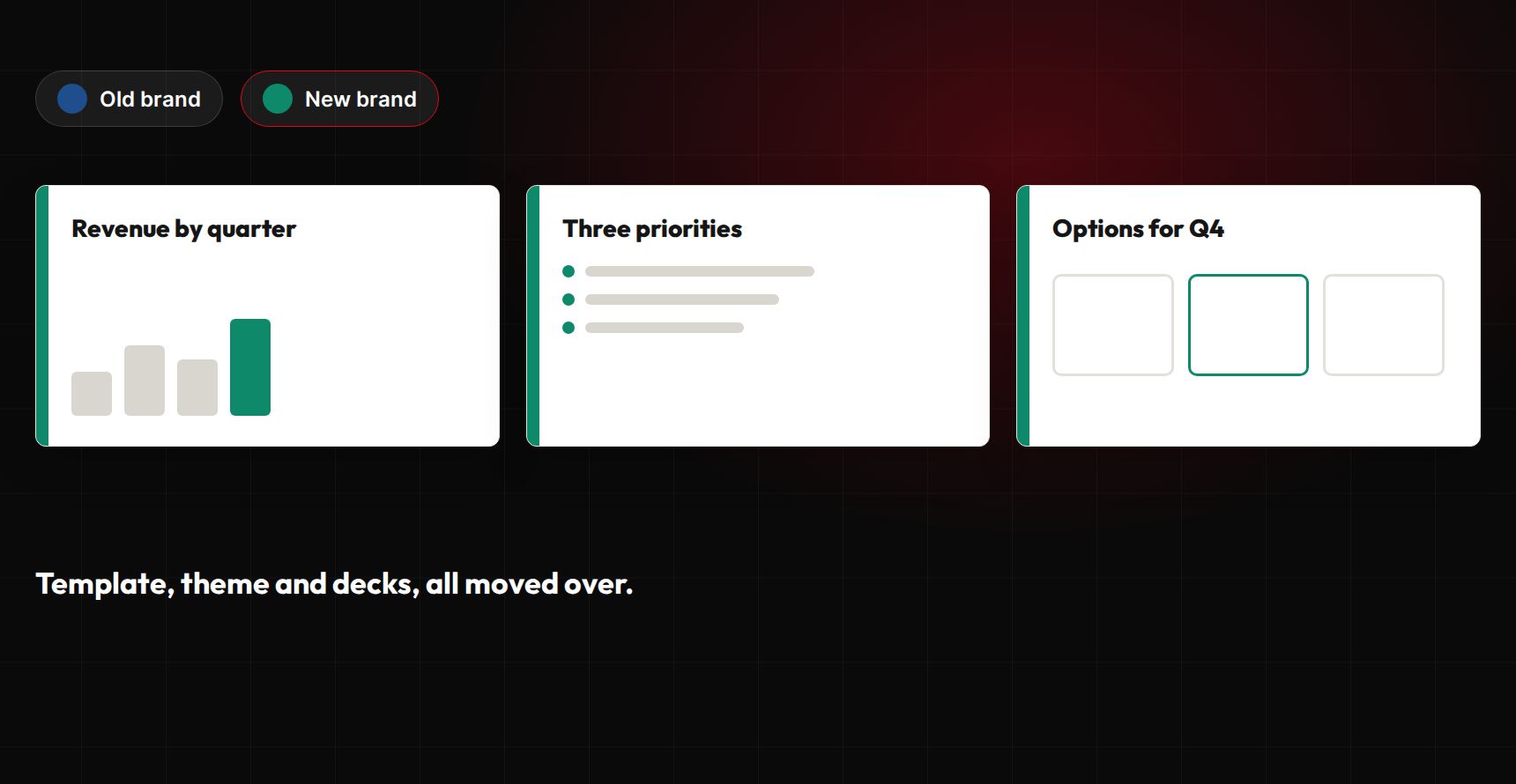 SlideGenius.ai: New brand? Every slide updates (sample data)