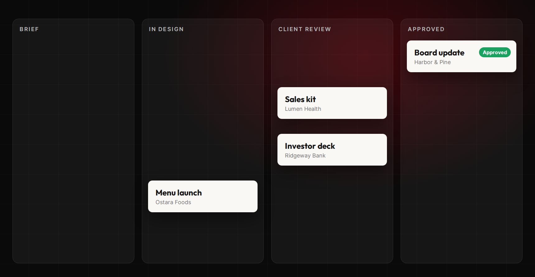 SlideSuite: Every request, brief to approved (sample data)