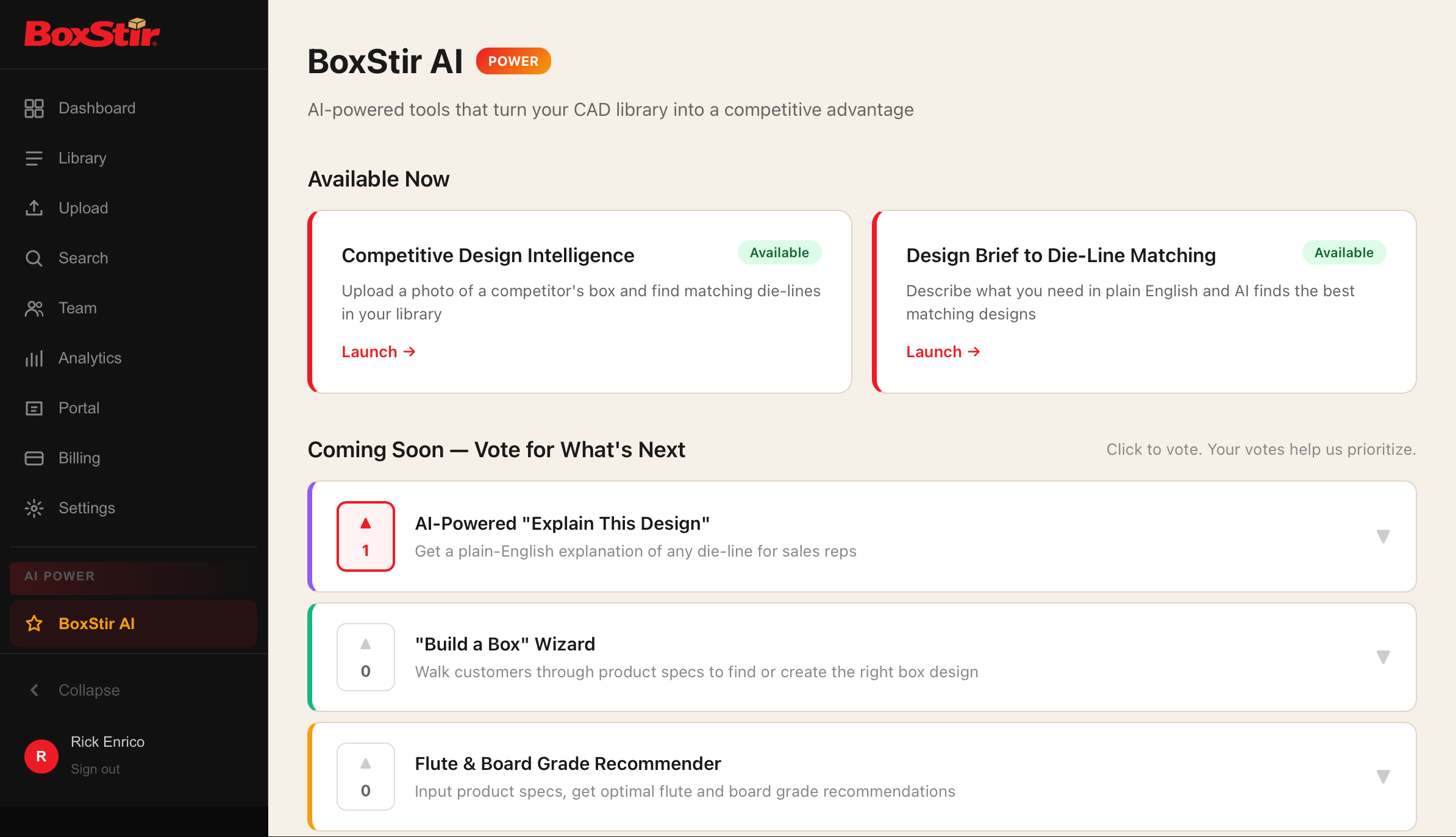 BoxStir AI - Competitive Intelligence and Design Matching