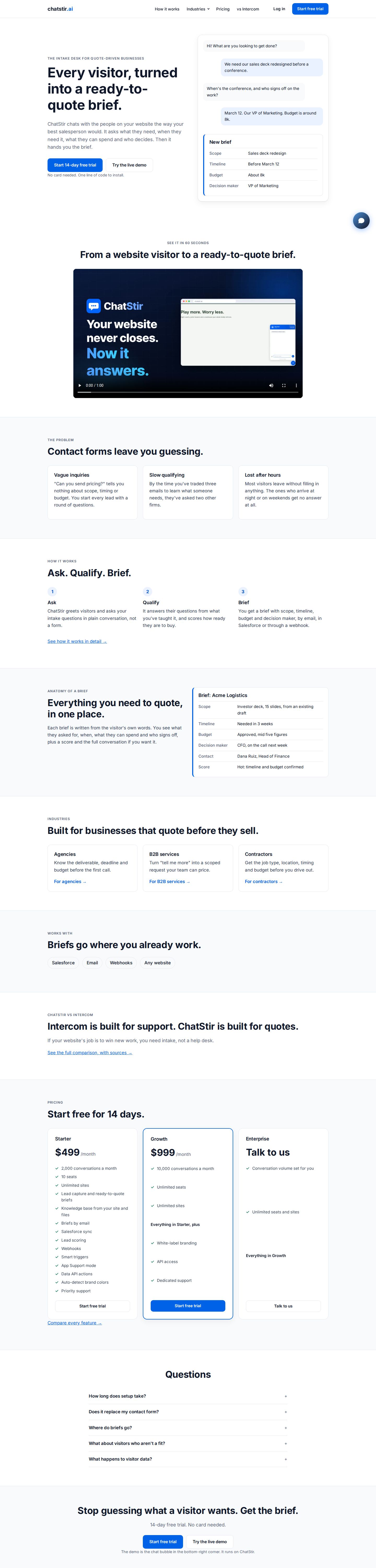 ChatStir.ai home page
